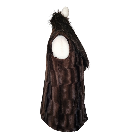 Adrienne Landau Brown Faux Fur Vest Womens Size M Vintage 90s - Picture 5 of 14